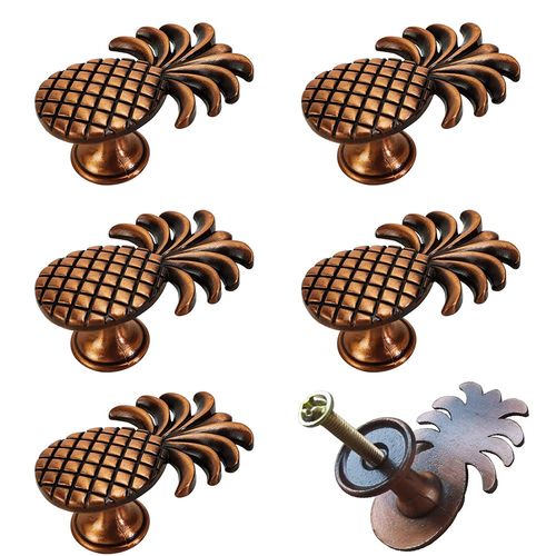 brandname RRRuo Pineapple Cabinet Knobs Zinc Alloy Decorative for Drawers Cupboard Handles Wardrobe Pulls Bathroom Office Kitchen Accessories 6 Pieces（Red Bronze）