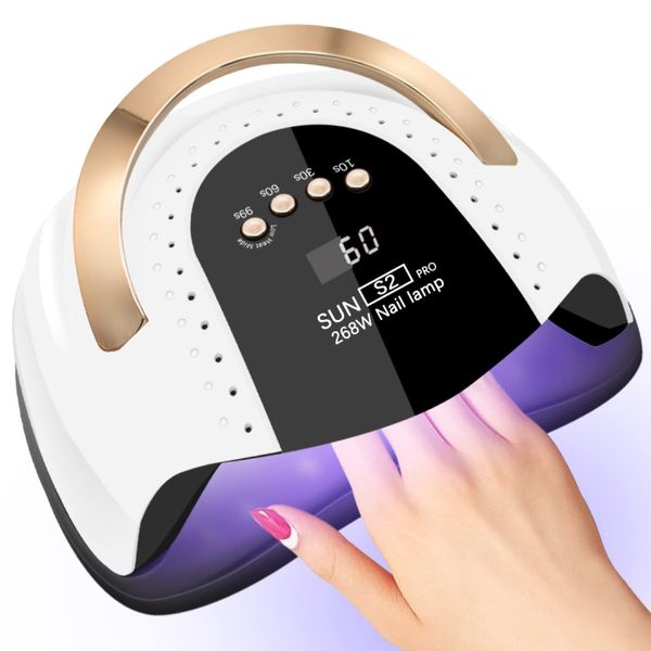 LKE UV Nail Lamp 268W Gel Nail Lamp Nail Dryer UV Lamps for Gel Nails, LED Nail Lamp with Automatic Sensor / 4 Timer Setting, Home and Salon