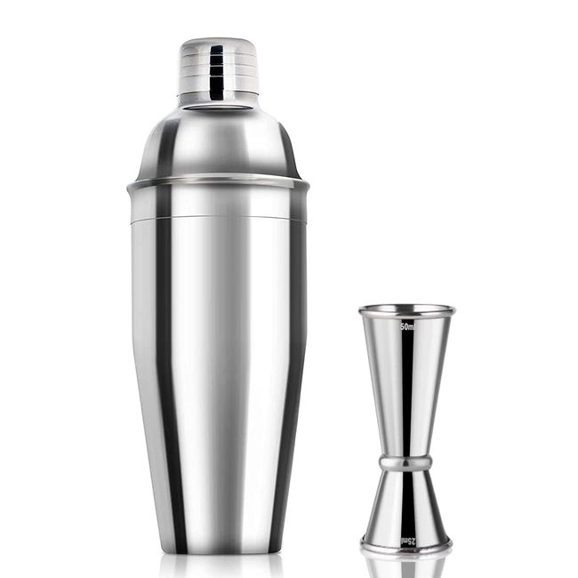 Cocktail Shaker 750ML Jigger 25/50ML mit internen Messlinien,Anfly Cocktail Set, Edelstahl Bar Zubehör Cocktail Mixing Set Cocktailshaker Zubehör