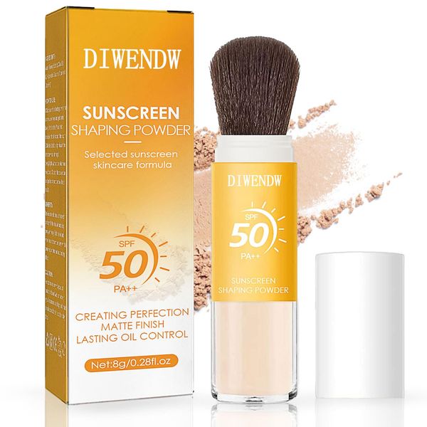 Mineral Sunscreen Setting Powder SPF 50 PA++,Breathable Brush On Powder Sunscreen for Face,Lightweight Long Lasting Oil Control Face Sunscreen Powder,Matte Concealer Setting Powder for All Skin Types