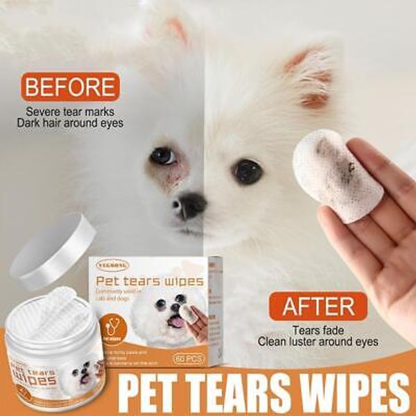 60X Pet Eye Wipes Cat Dog Eye Cleaner Tear Stain Remover Wipes G Eye Pad S6A9