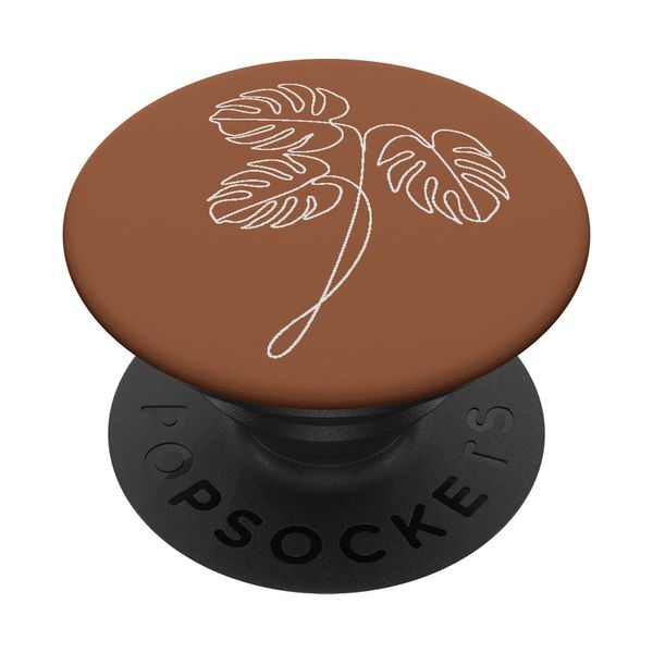 Botanical Monstera Leaf Tropical Plant Saddle Brown PopSockets Swappable PopGrip