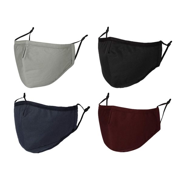 WITHMOONS 4PCS Cloth Face Mask Reusable Washable Masks with Filter Pocket Nose Wire MH93088