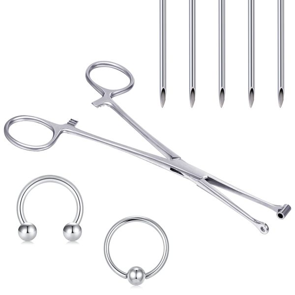 DJCIW 6" Tragus Septum Forceps, Bucket End Tragus Septum Clamp Pliers，316L Stainless Steel Tragus Ear Piercing Forceps Piercing Clamps Body Piercing Tools