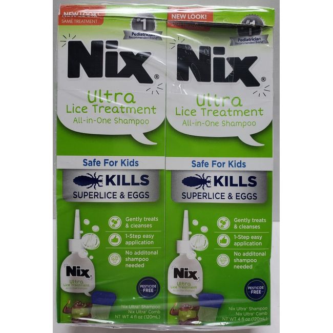 2PK Nix Ultra Shampoo All-In-One Lice Treatment 4 Oz New But Damaged Box