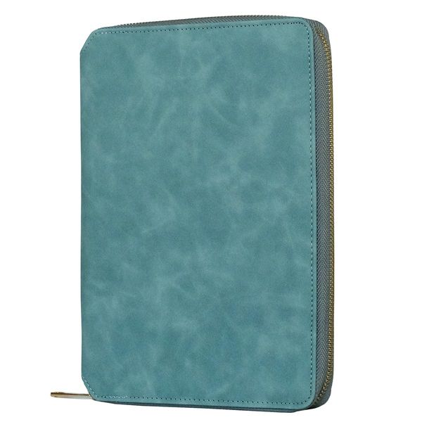 V.for.M System Notebook Zipper Notebook Notebook 6 Holes Ring Notepad Schedule Book Cover Business Notebook (A5 Size, Light Blue)