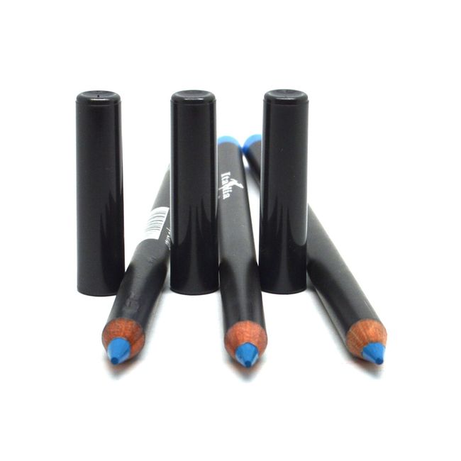 Italia Deluxe 3 PCS of Ultra Fine Eye liner Pencil Lip Eyeliner Set Pick Color + Free ZipBag (1006 Neon Blue [3pcs])