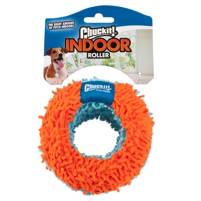 Chuckit Indoor Fetch Roller Dog Toy (7.5 Inch), Orange and Blue