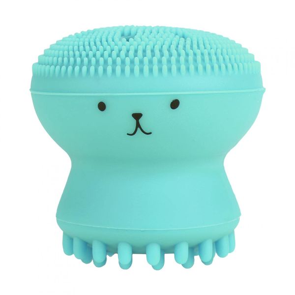 Facial Cleansing Brush Silicone Handheld Face Brush and Massager Cute Small Octopus Shape Face Scrubber for Deep Cleaning Gentle Exfoliating Skin Massage(green)