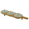 Whiteware Ceramic 3 Piece Serving Bowls with Top Set on Bamboo Serving Board