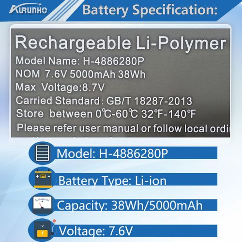 AURUNHO H-4886280P 38Wh Laptop Battery Replacement for Gateway GWTN156-11 GWTN156-11GN GWTN156-11RD GWTN156-11BK GWTN156-11BL Series 5080270P U3576127PV-2S1P 7.6V