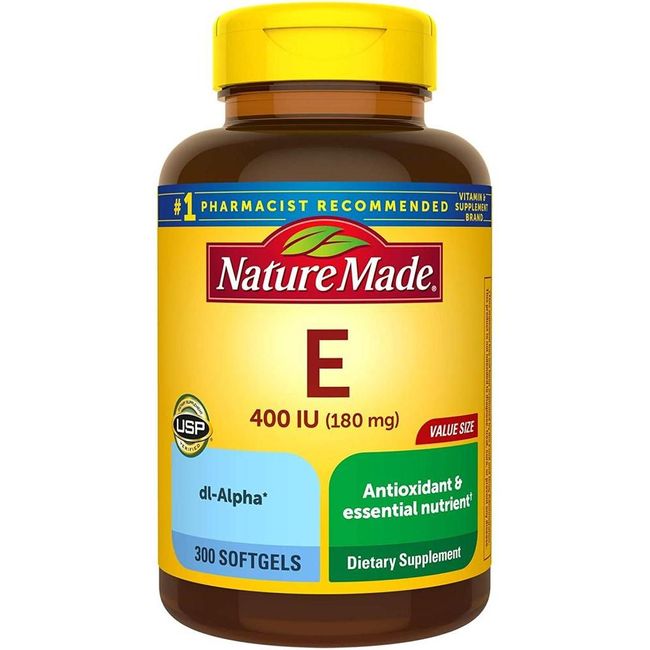 Direct purchase from USA Made by Nature Vitamin E 180mg 400 IU dl-Alpha Softgel 300 Counts Value Size Packing Variety Yes