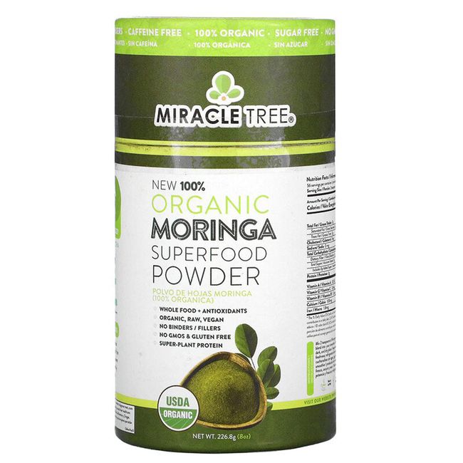 Miracle Tree 100% Organic Moringa Superfood Powder, 8 oz (226.8 g)