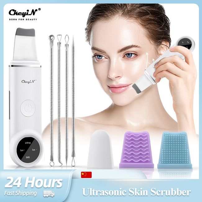 Ultrasonic Face Cleaner Skin Scrubber Care Deep Facial Pore Cleaner Dead  Skin Peeling Shovel Face Lifting Machine LCD Beauty