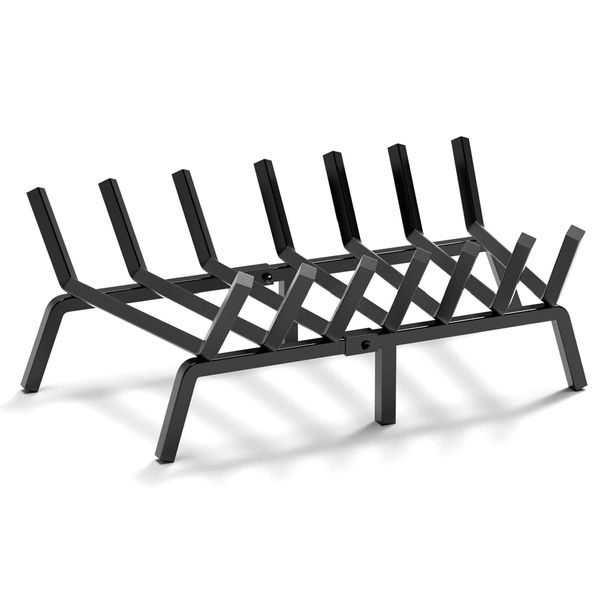 24" Fireplace Grate, Solid Steel Firewood Burning Rack, Heavy Duty Fire Grate...