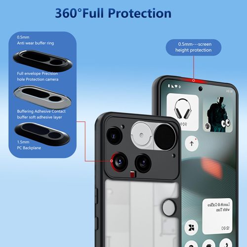 KONXISA Case Cover for Nothing Phone (3), Phone Case with Finger Ring Buckle and Lanyard, Protective Shell Premium PC, Cover with Scratch and Drop Resistant, Transparent
