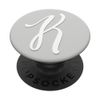 White Initial capital letter K monogram Light Silver grey PopSockets Swappable PopGrip