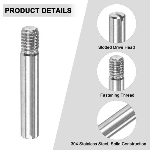 M METERXITY 20-Pack M5 x 30mm Slotted Cylindrical Pin Dowel, 304 Stainless Steel External Thread Locating Dowel Parallel Pins for Metal Devices/Wooden Projects [Silver Tone]