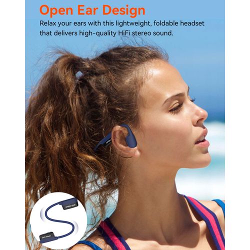 SANOTO Bone Conduction Headphones Bluetooth 5.3,Open Ear Headphones with Dual-Microphone Noise Reduction,8H Long Battery Life,IPX6 Waterproof Sports Headphones for Working, Cycling, Training