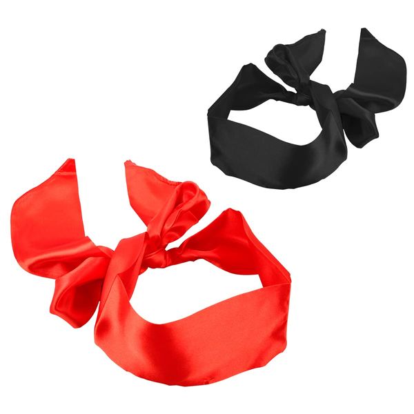 Silk Satin Blindfold Sleep Mask，Luxury Eye Covers for Better Sleep（Black Red）