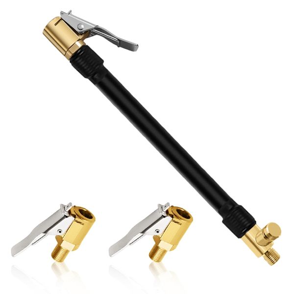 RYAN 1 Stück Ventilverlängerung Autoventil mit 2 Hebelstecker 30cm Autoventil Adapter Reifenfüller Schlauch Ersatzschlauch für Luftpumpe Reifenfüllschlauch für Kompressor Auto Fahrrad Motorrad