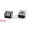 sourcing map 5 Pcs Mini USB Type B Female Socket 5-Pin Right Angle DIP Jack Connector