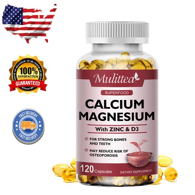 Mulittea Magnesium Zinc Vitamin D3 Calcium Complex 120 Capsules High Absorption