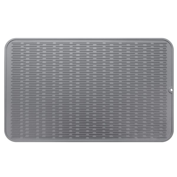 MicoYang Silicone Dish Drying Mat for Multiple Usage,Easy clean,Eco-friendly,Heat-resistant Silicone Mat for Kitchen Counter or Sink,Refrigerator or Drawer Liner Grey XXXL 28 inches x 18 inches