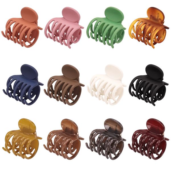 12 Pcs Double Row Teeth Hair Claw Clips 1.6'' Medium Hair Jaw Clips Matte and Shiny Small Claw Hair Clips for Thin Hair Non-slip Short Hair Half-Updo Hair Accessories for Women and Girls