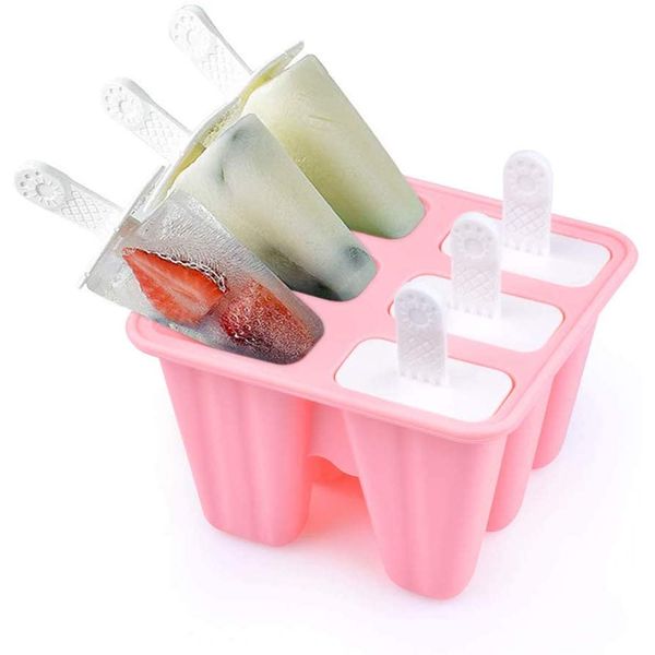 Wellehomi Ice Lolly Moulds Silicone 6 Pieces Reusable Popsicle Mold Easy to Remove Ice Lolly Maker Ice Pop Mould BPA Free and FDA Approved