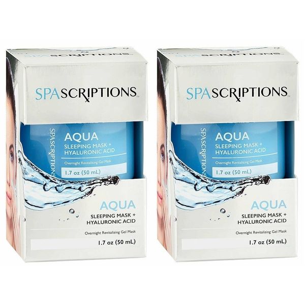 2 Pack- SPA SCRIPTIONS Aqua Sleeping Mask + Hyaluronic Acid 1.7 Oz