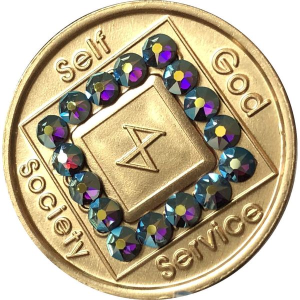 10 Year NA Medallion Bronze Amethyst Crystal Chip