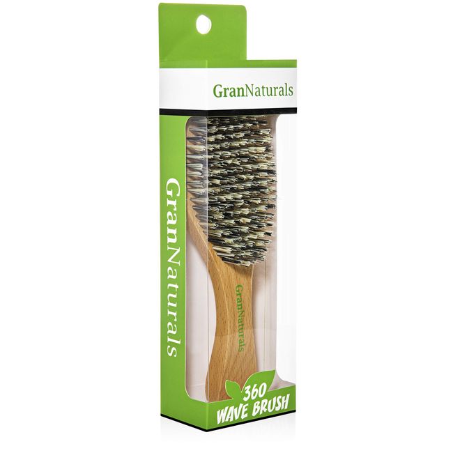 GranNaturals Extra Hard Wave Brush - Curved Boar & Extra Hard Nylon Br