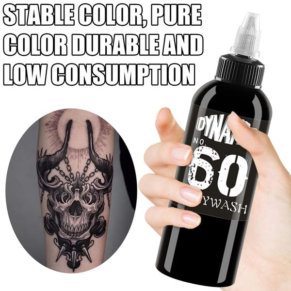 Black Tattoo Ink 60ml,60-prozentige Konzentratio,Tattoo Tinte Schwarz Stick and Poke,Tattoo Ink Vegan Tribal,Microblading Pigment Tätowierer Tinte Dunkelschwarz Profi Tattoo Zubehör