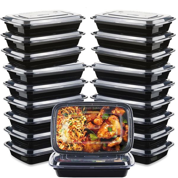 [20 Pack] Meal Prep Containers Reusable 1 Compartment, Microwave, Freezers & Dishwashers Safe - BPA Free Reusable Food Storage Containers with Lids - Stackable Salad Lunch Box