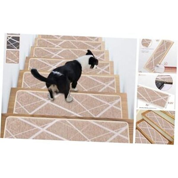 Stair Treads Non-Slip Carpet Mat 30inX8.25in Indoor Stair Runners 15PCS Beige