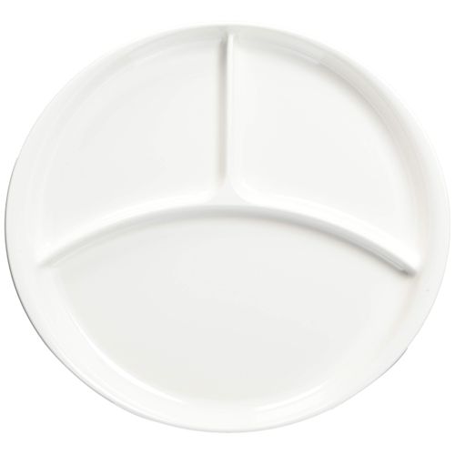Pearl Metal Flatware Plate with Partition Round Plate Easy to Use White Made in Japan K-6387 (Approx.) Width 6.9 x Depth 10.2 x Height 1.2 inches (17.5 x 26 x 3 cm)