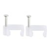 sourcing map Flat Cable Clip Nail Coaxial Tacks Wire Clips 12mm White 200pcs
