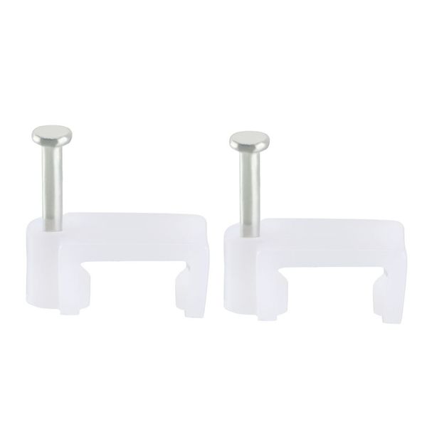 sourcing map Flat Cable Clip Nail Coaxial Tacks Wire Clips 12mm White 200pcs
