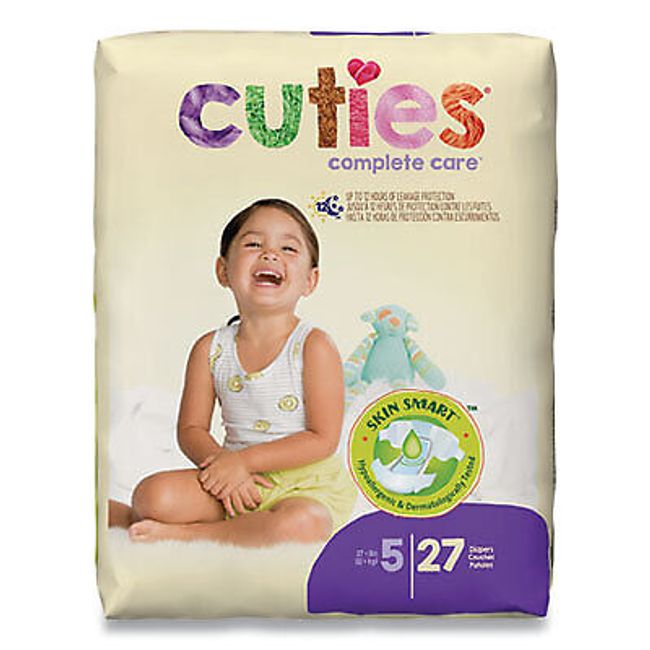 Cuties Premium Jumbo Diapers, Size 5, Over 27 Lbs, 108/carton CR5001 FIRST