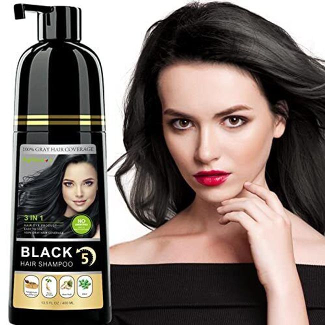 Onilyua Instant Black Hair Shampoo, 3 in 1 Natural Black Hair Dye Shampoo with