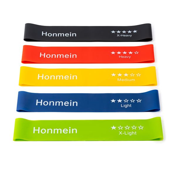 Honmein Resistance Bands for Working Out, Exercise Bands with 5 Resistance Levels Fit for Home Fitness, Strength Training, Natural Latex Resistance Band Include Instruction Guide and Carry Bag.…