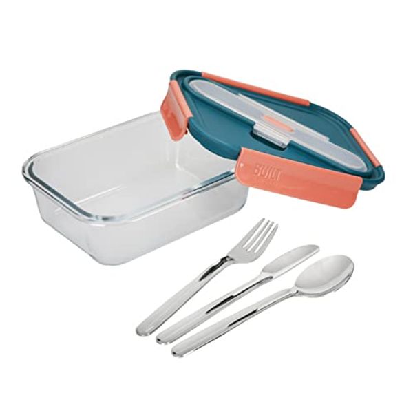 Built Tropics Glass 900ml Lunch Box with Cutlery