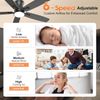 52 Inch Flush Mount Black Ceiling Fan with Light and Remote Control.Noiseless,Di