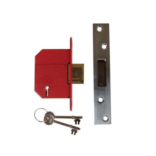 UNION -StrongBOLT 2100S BS 5 Lever Mortice Deadlock 68mm 2.5in Satin Chrome Visi