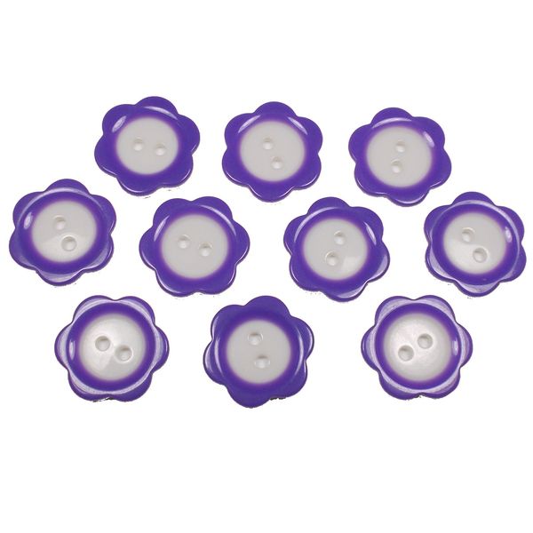 Colour Rim Daisy Flower Plastic Buttons 20mm (Purple, 10)