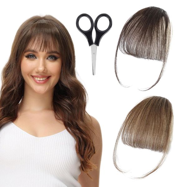 Clip in Bangs Fringe Bangs Clip in Pony Haarteil Air Bangs Haarteil Echthaar Fringe Bangs Bangs Clip One Piece Clip in Pony Fransen Haarspange in Pony Fringe Extensions Natürliche Bangs mit Schere