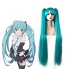 Double Ponytail Hatsune Miku Wig Anime Party Long Straight Wigs for Girl Lovely Synthetic Hatsune Miku Cosplay Wigs Lake Blue 100 cm/39 in