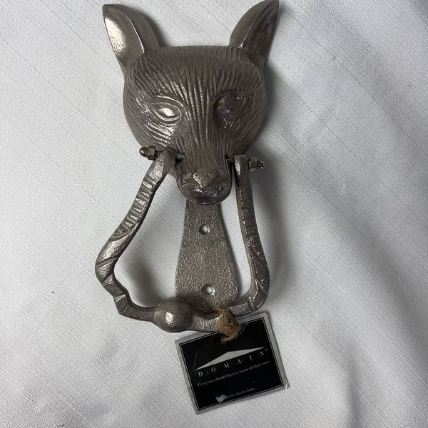 Fox Door Knocker Silver Aluminum