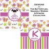 YouCustomizeIt Personalized Butterflies & Stripes Plastic Soap/Lotion Dispenser (16 oz - Large - Black)